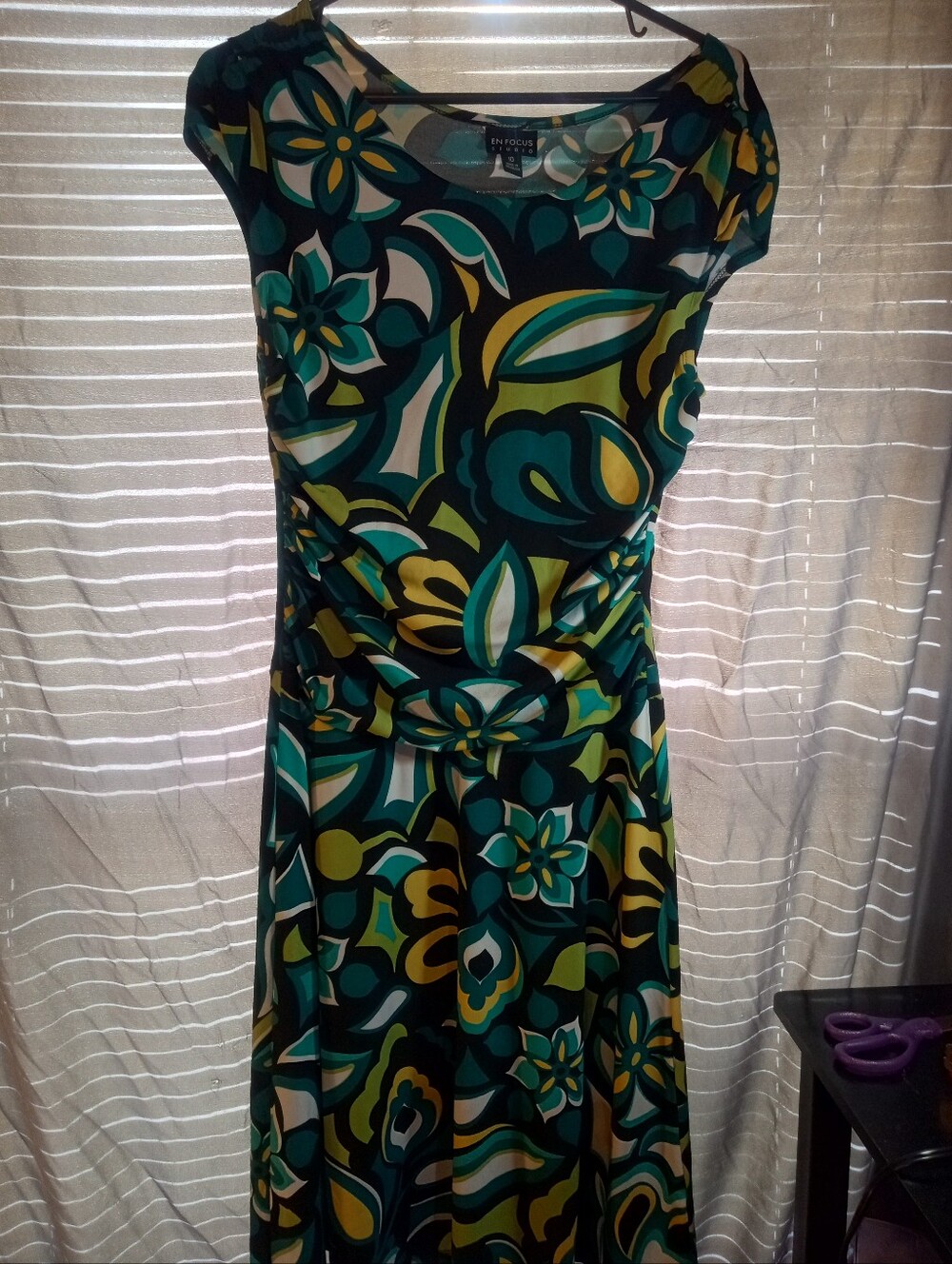 Enfocus Studio Green Floral Cap-Sleeve Midi Dress